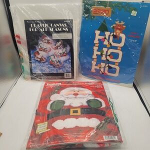 Janlyn‎ Titan Plastic Canvas Kits Santa Sleds Christmas Mixed Lot Of 3